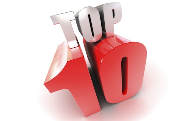 3d text - "Top 10". High quality 3d render on white background.